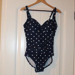 Kona Sol Polka Dot Bathing Suit - Navy Sz Med